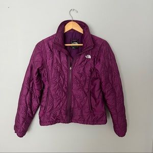 North Face Puffer Jacket Floral Pattern Maroon Womens Small